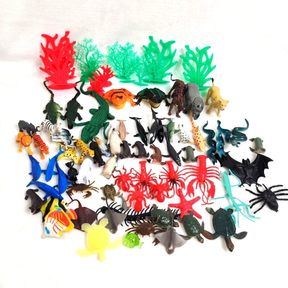 Bundle of 84 pieces of animals , plants insects  action figure